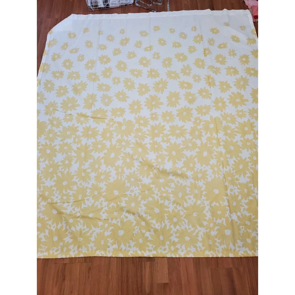 Kate Spade New York White Yellow Floral Cotton Shower Curtain 65x72 Whimsical